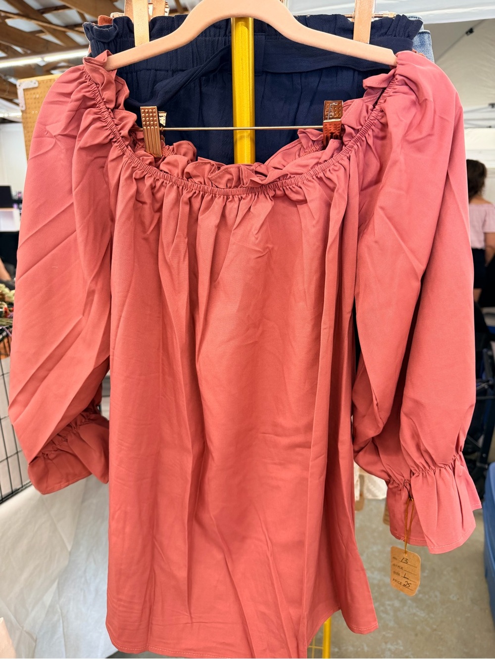 Women’s Off-Shoulder Peasant Blouse in Dusty Rose